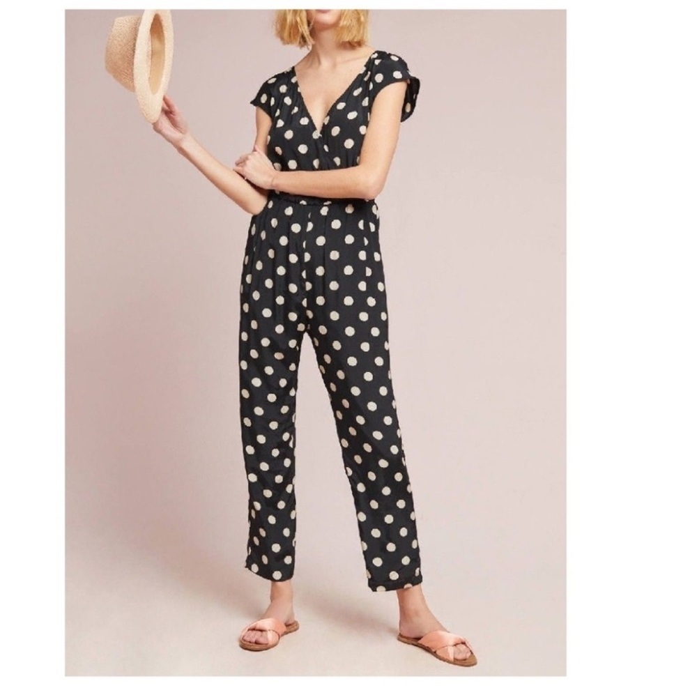 Corey Lynn Calter Anthropologie Polka Dot Jumpsuit - Black and White pants